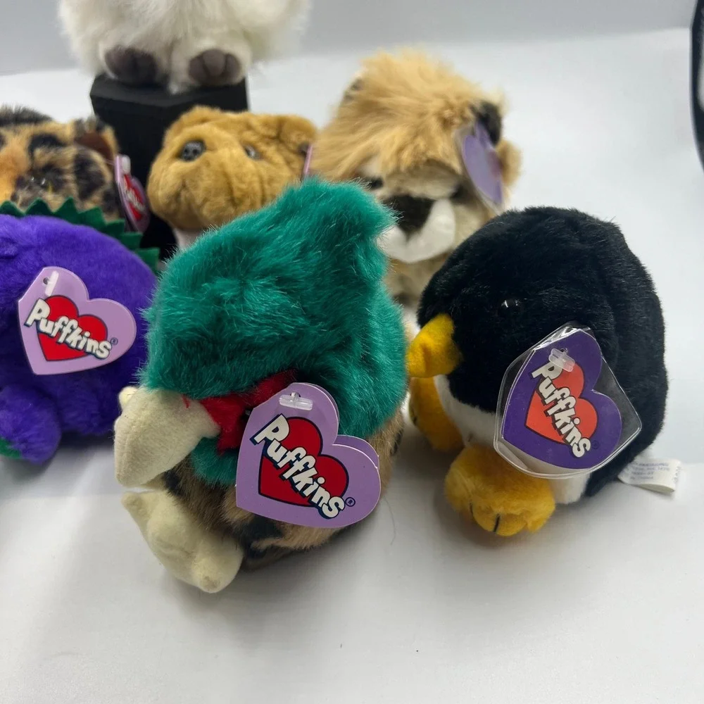 Vintage SWIBCO Puffkins Plush Lot of 8 Assorted Animals Birds with Tags 1990s